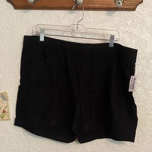 Old Navy Black Women's Pull-On Linen Blend Shorts